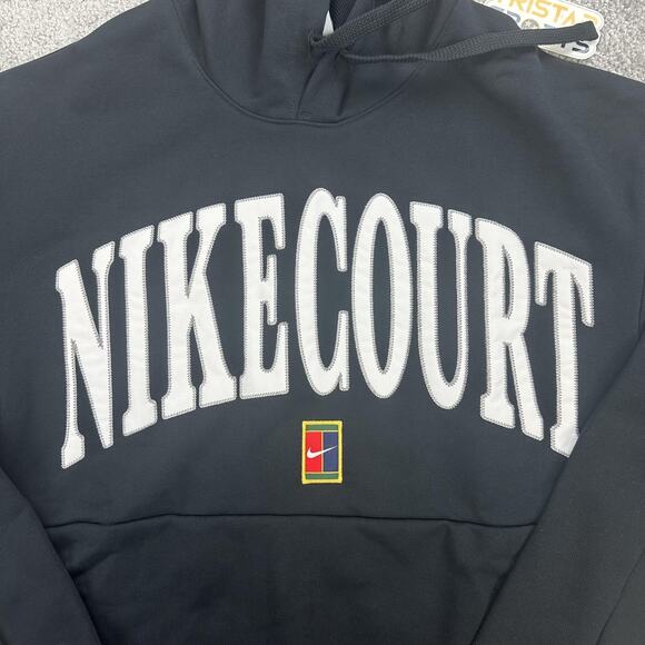 NikeCourt Hoodie Mens Medium Black Tennis Pullover Dri-FIT Sweatshirt FQ2093-010 - Picture 3 of 11